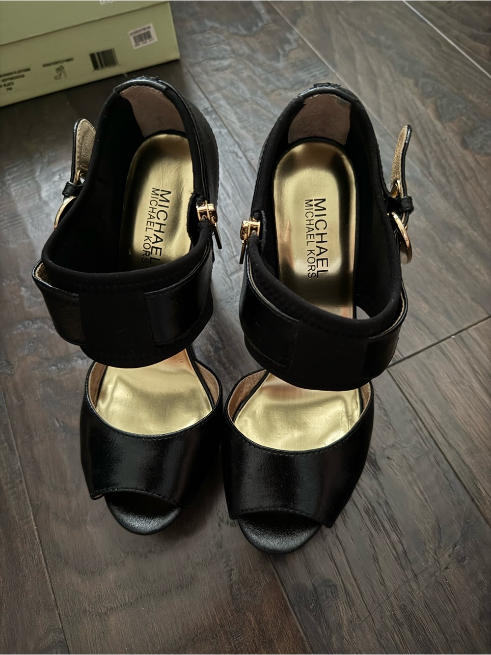 Michael Kors Black Peep-Toe Platform Heels Size 7